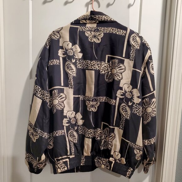 FUDA International Bomber Vintage  Jacket Women's Silk Floral Print- Sz Large - Picture 4 of 7